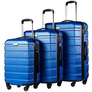 Lichtgewicht Koffer 3-delige ABS-bagageset Met TSA-sloten, Inclusief 20"", 24"", 28"" Spinnerkoffers Koffer Bagage (Color : Blue, Size : 20+24+28in)