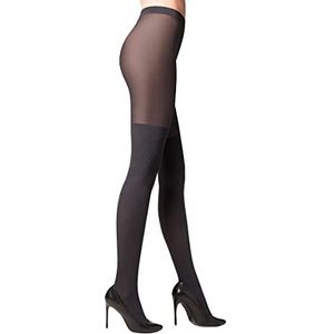 Selente Lovely Legs geraffineerde damespanty in jarretellook, verschillende modellen, Zwart-geribbelde overknee, S