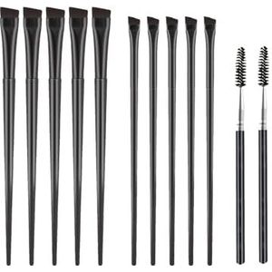 10 stks Wimper & Wenkbrauw Borstel Set-Ultra Dunne Hoekige Eyeliner & Oogschaduw Borstel, Platte Tint Borstel voor Wimper Extension & Lifting Wenkbrauw
