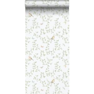 behang bloemen en vogels lichtgroen en wit 53 cm x 10.05 m - van Sanders & Sanders
