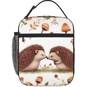 YUNWEIKEJI Nature Lovely Hedgehog Lovers Print Lunch Bag, Duurzame Geïsoleerde Lunch Box Herbruikbare Volwassenen Tote Bag Herbruikbare Koeltas