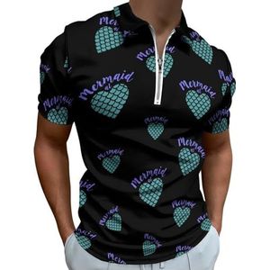 Zeemeermin In Hart Half Zip-up Polo Shirts Voor Mannen Slim Fit Korte Mouw T-shirt Sneldrogende Golf Tops Tees M