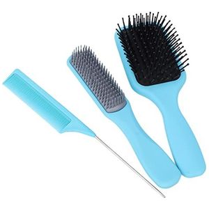 Haarborstelset, haarborstels Hoge hittebestendigheid Lichtgewicht draagbaar voor huizen voor kapperszaken voor schoonheidssalons(blauw, Verpakt)