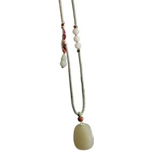 natural jade pendant， Fei Cui Feng Shui Lucky Wu Lou Charm Gourd Pendant Adjustable Braided Rope Necklace Spiritual Talisman for Longevity Wealth Prosperity Meditation,B