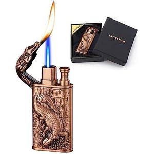 Encendedor de draak van lama doble 2023, encendedor de antorcha recargable de butano, encendedor de cocodrilo de lama doble, encendedor a prueba de viento conmutable y encendedor de fuego suave, regal