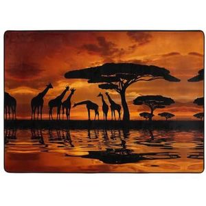 OdDdot Afrika Giraffe Majestic Boom Print Gebied Tapijt Antislip Yoga Mat Vloer Tapijt Home Decor Voor Woonkamer Slaapkamer 203x148 Cm