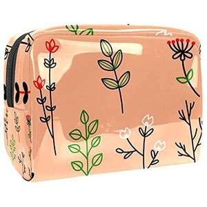 Waterdichte Make-up Pouch Bloemen Roze Make-up Tas Organizer Reizen Zip Toilettas Kleine Cosmetische Case Schoonheid Tas voor Tieners Meisjes Vrouwen