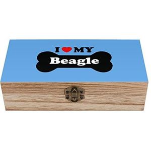 I Love My Beagle Houten kist met deksel opbergdozen organiseren sieradendoos decoratieve dozen voor vrouwen mannen