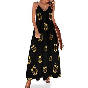 Duitsland nationaal embleem dames zomer maxi-jurk V-hals mouwloze spaghettibandjes lange jurk