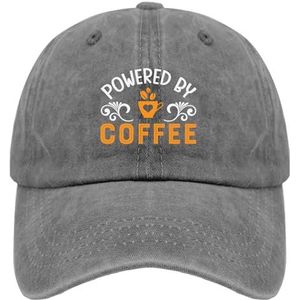 OOWK Baseball Caps Powered by Coffee Trucker Caps voor Vrouwen Cool Washed Denim Verstelbaar voor Golf Gift, Pigment Grijs, one size