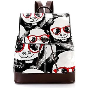 Gepersonaliseerde Schooltassen Boekentassen voor Teen Panda Zwart Wit, Meerkleurig, 27x12.3x32cm, Rugzak Rugzakken