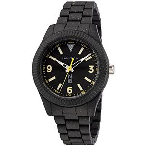 Nautica N83 heren N83 Mercury Bay zwart gerecycled oceaan plastic armband horloge (Model: NAPMBF202), zwart, Zwart, armband