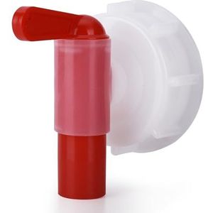 Aftapkraan doseerkraan DIN61 - uitloopkraan voor 15-60 liter jerrycan - wit-rood (DIN61 schroefdraad jerrycan)