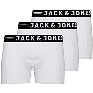 Heren Jack & Jones Set 3 stuks Sense Trunks Boxershorts Stretch Onderbroek Slim Basic Onderkleding, Colour:White, Size:S