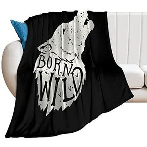 Born Wild Wolf Hoofd Zachte Fleece Gooi Deken voor Bed Sofa Gezellige Decoratieve Dekens Winter 60""*80"" (150 * 200 cm)