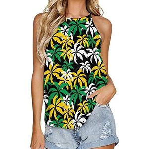 Palmbomen in Jamaica Zomer Mode Tank Tops Vrouwen Casual Mouwloos T-shirt Ronde Hals Vest 2XL