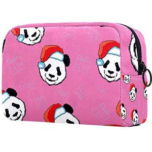Meisje Cosmetische Zakken Dames Make-up Tas Toilettas Organizer Pouch met Rits 7.3x3x5.1 Inch Christmas Panda Pink