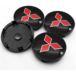 4-delige Naafdoppen voor Mitsubishi ASX Ralliart Outlander Lancer Pajero Eclipse Galant Pajero 60mm, Wieldecoratiedeksel, Wieldoppen, Naafdop, Stof/Waterdicht/Slijtvast/Met logo