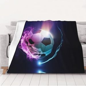 WSHFFILO Fire Voetbal Gedrukt Deken Zachte Facial Deken Pluche Deken Vier Seizoenen Warme Deken
