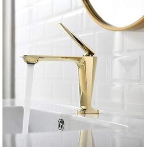 Wastafelkraan badkamer eengreeps goud zwart badkamer messing warm en koud water mixer toiletkraan (kleur: goud)