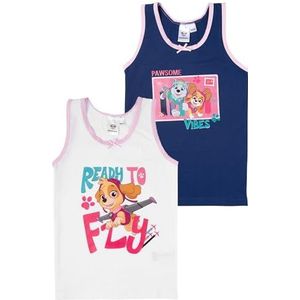Paw Patrol onderhemd voor meisjes, kinderen, tanktop, hemdje, ondergoed, wit/blauw (2-delige verpakking), wit/blauw, 98-104
