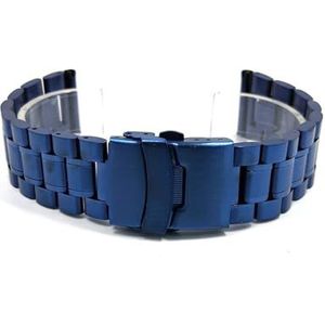 LQXHZ 18 20 22 24 26mm Roestvrij Stalen Horloge Band Arc End Stalen Armband Verzekering Vouwen Gesp Mannen Vervanging Horlogeband (Color : Blue, Size : 18MM_STRAIGHT END)