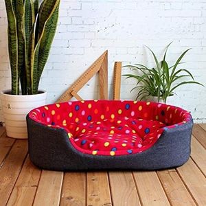 Hongtai Luxe Pet Kennel Huis Warm Large Dog Bed Cat Cushion Mat Sofa For Grote Honden Puppy Teddy Sofa S M L XL Size (Color : Red, Size : 89cmX73cmX22m)