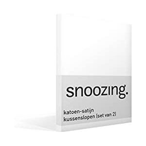Snoozing - Katoen-satijn - Kussenslopen - Set van 2 - 40x60 cm - Wit