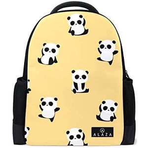 My Daily Leuke Panda Doodle Rugzak 14 Inch Laptop Daypack Boekentas voor Reizen College School, Meerkleurig, One Size