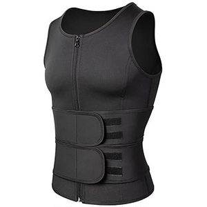 Saunavest For Heren - Saunapak Dubbele Zweetband For Afslanken Van Buikvet, Gymtraining Body Shaper (Color : Noir, Size : XXL)