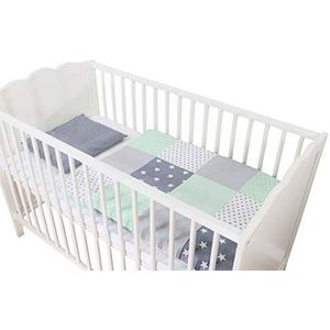 ULLENBOOM ® baby beddengoed - 2-delige set voor baby's l kussen 35x40 cm en dekbedovertrek voor ledikantjes 80x80 cm I mint grijs