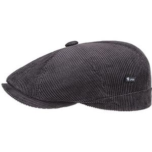 Lipodo 8 Panel Cord Flatcap heren - pet van katoen - flat cap Made in Italy - eenkleurige pet - herfst/winter - Regular-Fit-Style - gevoerde winterpet - L (58-59 cm) grijs