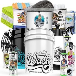 Nuke Guys Professionele autowasset voor de optimale handwas: wasemmer vuilinzet - wassen - drogen - insectenverwijderaar - Snow Foam - QuickDetailer - Binnenreiniger - Bijpassende accessoires