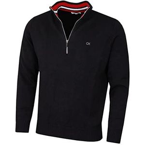 Calvin Klein Golf Heren Katoenen Trui-Zwart/Rood-L