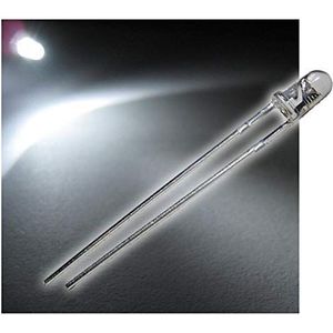 world-trading-net - 50 LED's 3 mm waterhelder knipperend wit, light-emitting diode, bedraad, emitting diode, als onderdeel