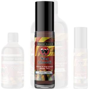 WagsMarket Nag Champa & Patchouli etherische parfumolie, Nag Chouli etherische parfumolie, kies uit een glazen fles van 100 ml