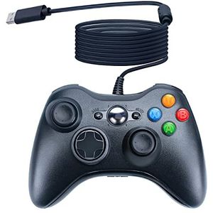OSTENT Wired USB Controller Gamepad Joystick Compatibel voor Microsoft Xbox 360 Console Windows PC Laptop Computer Video Games Kleur Zwart