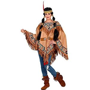 MIMIKRY Indianen indianen poncho suede look met etnische print franjes veren wilde western
