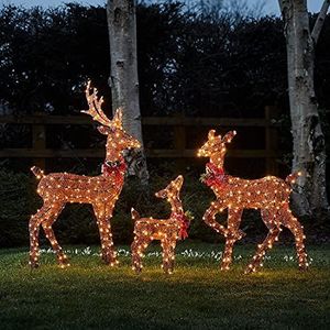 Lights4fun Harewood Rendieren, 540 leds, bruin, rendier, glitter, hert, figuur, warmwit, 120 cm, timer, kerstverlichting voor buiten en binnen, kerstfiguur