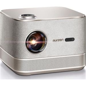 AURZEN Boom 3 beamer met Official NetfIix 3D DoIby Audio, 4K autofocus/trapeziumcorrectie, HDR 10 60 Hz WiFi6 Bluetooth, 1080p Full HD beamer thuisbioscoop, video led smart projector outdoor goud