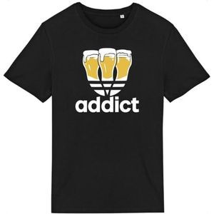 Addict T-shirt voor heren, bedrukt in Frankrijk, 100% biologisch katoen, grappig origineel verjaardagscadeau, Zwart, 3XL