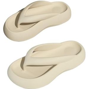 Cloudies slippers voor dames, 4cm dikke EVA slippers for dames zomer binnen buiten strand sandalen voor dames en heren | House Slides douchesandalen(Beige,41 EU)