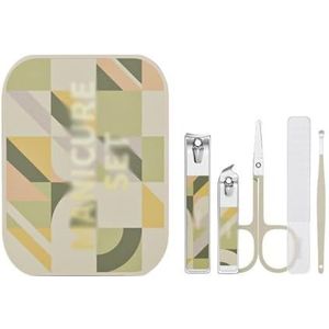 Manicureset, nagelknipperset, Set van 5 roestvrijstalen nagelknippers, manicure en pedicure, veelkleurig(Green)