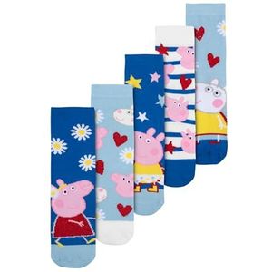 United Labels Peppa Pig Sokken voor meisjes, kindersneakers, kindersokken, blauw (5 stuks), blauw, 23-26 EU