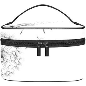 Zwarte Paardebloem make-up organizer tas, reismake-up tas organizer case draagbare cosmetische tas voor vrouwen en meisjes toiletartikelen, Meerkleurig, 22.5x15x13.8cm/8.9x5.9x5.4in