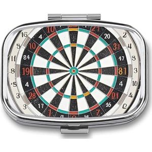 Dart Board Pillendoos 2 Compartiment Vierkante Pillendoos voor Pocket Purse Draagbare Reizen Geneeskunde Tablet Vitamine Houder Organizer Mini Decoratieve Pil Case