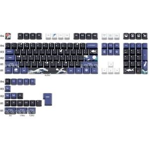 QPSJXN Russische keycaps PBT - dubbele opname sleutelkaps voor mechanica met Russische lay-out (zwart en blauw)