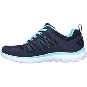 Skechers Summits Sneaker voor dames, Blauw Navy Lederen Mesh Turquoise Trim Nvtq, 37 EU