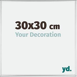 Your Decoration - Fotolijst 30x30 cm - Aluminium Fotolijst met Acrylglas - Ontspiegeld Glas - Uitstekende Kwaliteit - Zilver Hoogglans - Kent,
