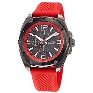 Nautica Heren roestvrij staal quartz siliconen band, rood, 22 casual horloge (model: NAPTCS223), rood, Rood, riem